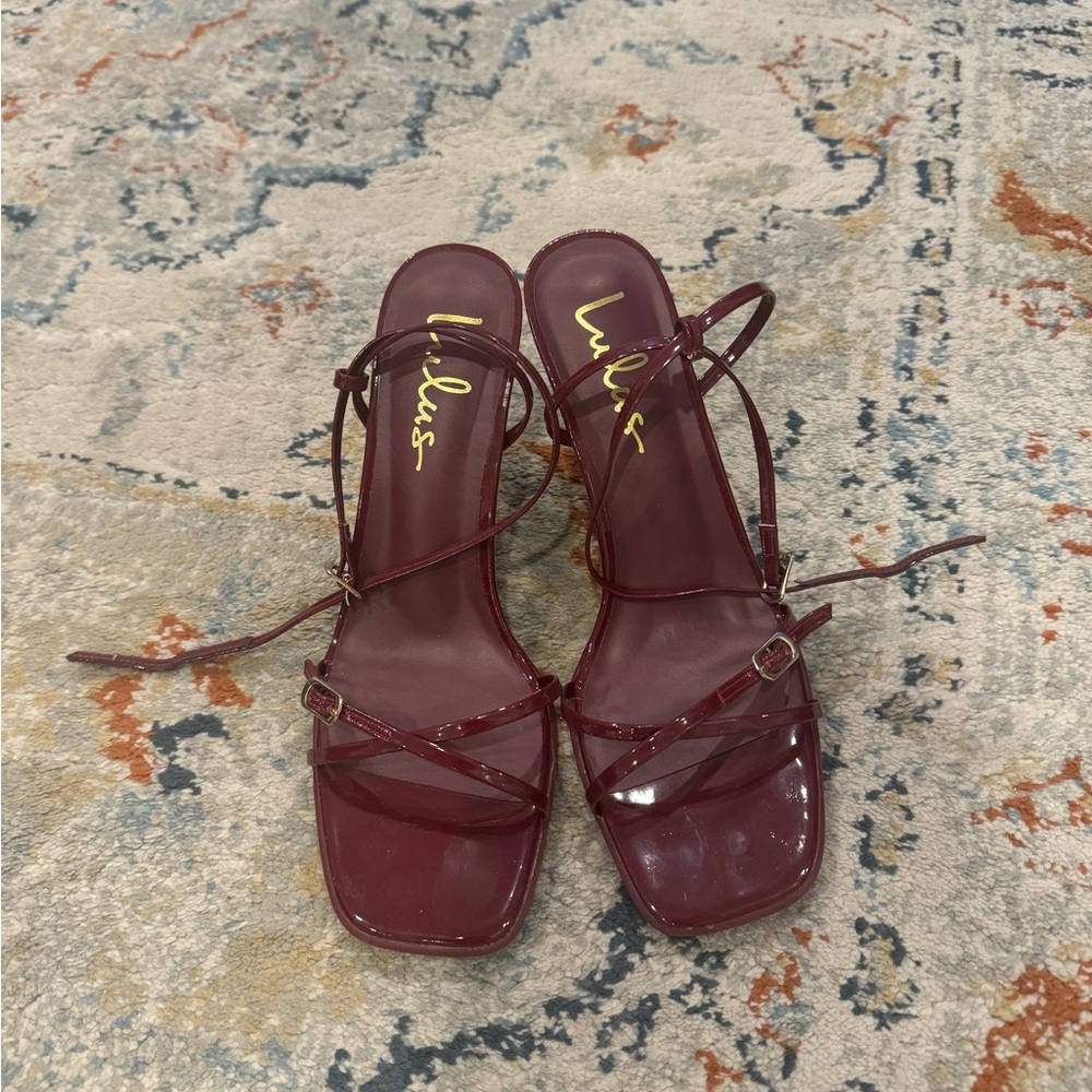 Lulu's Deep Red Strappy Heels - Picture 3 of 3